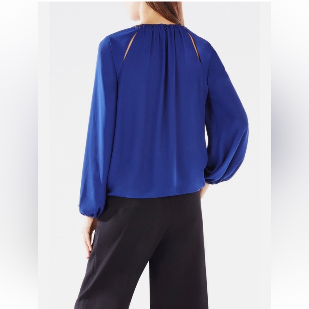 BCBGMAXAZRIA DEEP ROYAL BLUE KAELYN GEMSTONE EMBELLISHED WRAP TOP SZ XXS - Picture 4 of 16